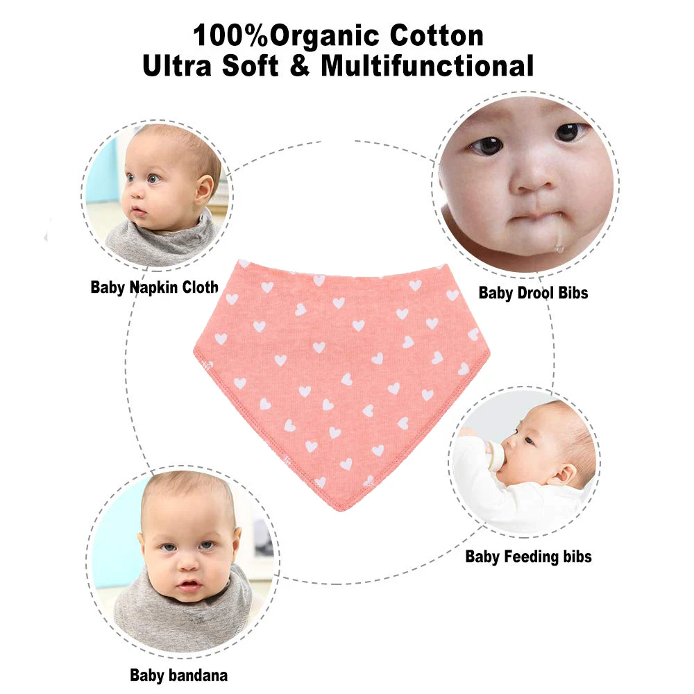 Baby Bandana Drool Bibs Unisex 10 Pcs Set for Drooling &amp Teething 100% Organic Cotton Newborn Absorbent Hypoallergenic | Детская