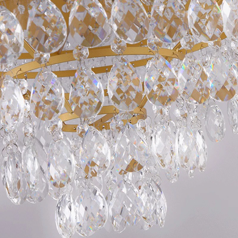 French Pastoral Creative Golden Crystal Living Room Chandelier Dining Bedroom Entrance Round Crown Lamps | Лампы и освещение