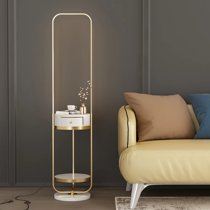 

zq Nordic Floor Lamp Living Room Bedroom Bedside Table Drawer Light Luxury Sofa Edge Coffee Table Vertical Table Lamp