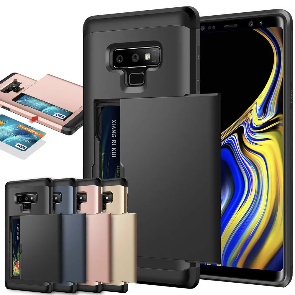 

Protective Credit Card Holder ID Slot Case For Samsung Note 9 8 10 5G Cover for Galaxy Note10 Plus Caso Cover Coque Funda