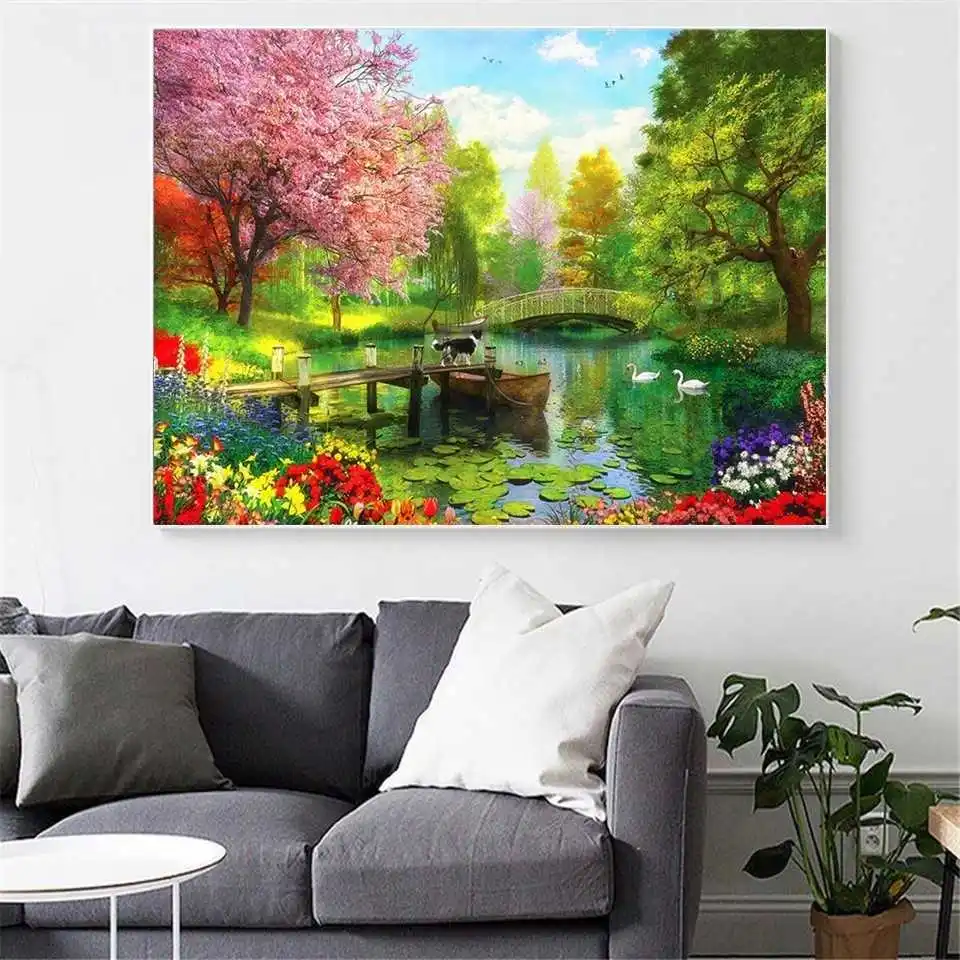 AZQSD полное круглое сверло Алмазная мозаика декорация для стен картина сада