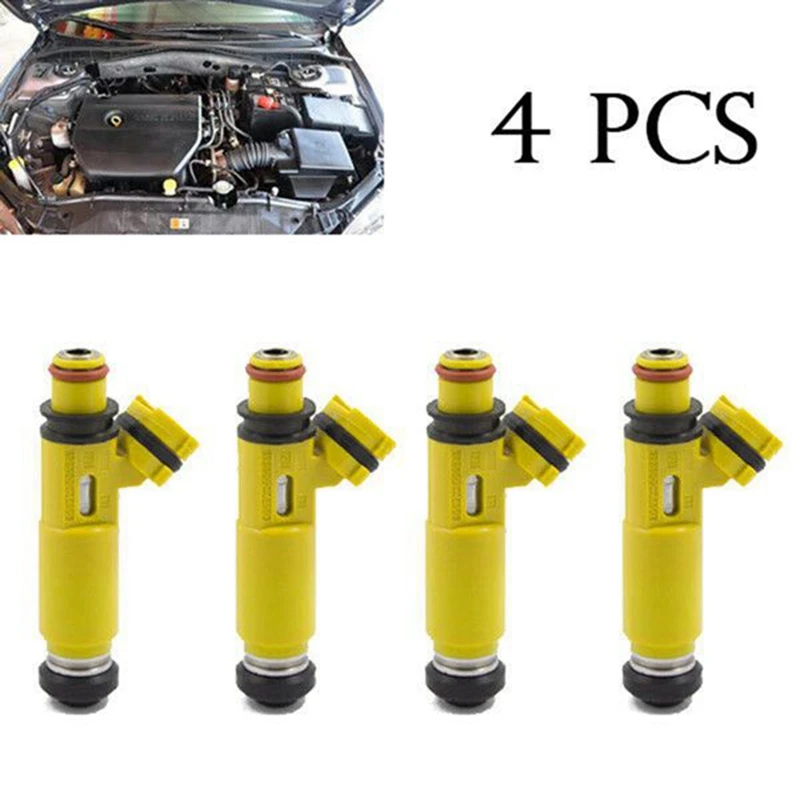 

4Pcs Yellow Fuel Injector Nozzles Crude Oil Injector for Mazda Rx-8 1.3L 2004-2008 195500-4450 1955004450