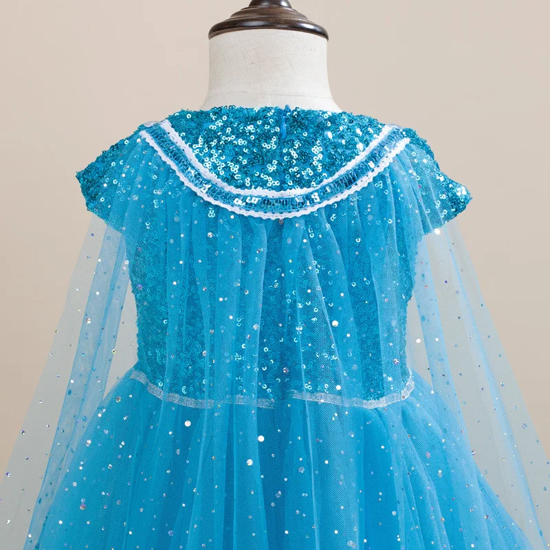 Новая одежда для маленькой девочки 2 платье Эльзы Хэллоуин костюм принцессы день