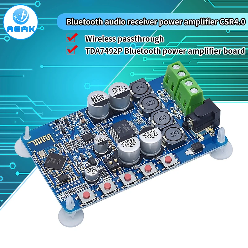 

Официальная плата усилителя мощности TDA7492 с Bluetooth, чип CSR8635, модуль цифрового усилителя мощности с Bluetooth CSR4.0