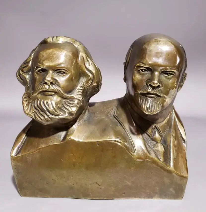 

China brass Marx Lenin Head portrait crafts statue