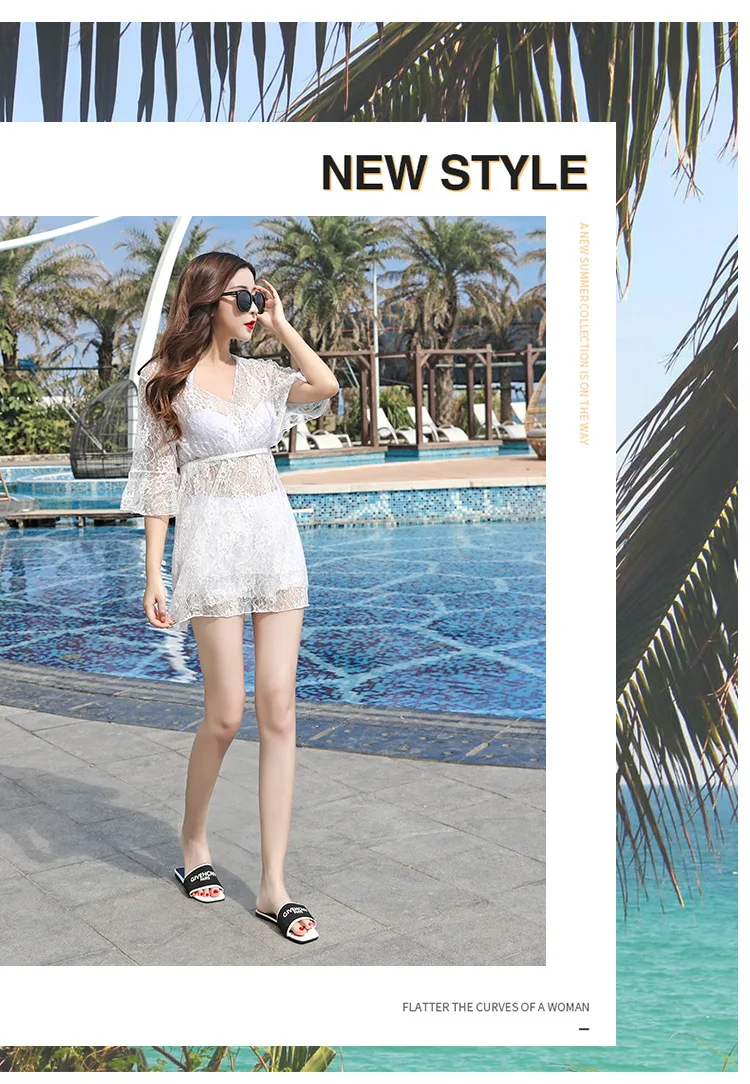 

2021 New Swimsuit Fashionable Sexy Slim Split Boxer Shorts Conservative Blouse Three-piece Swimsuit Women Bikini Bikini Set