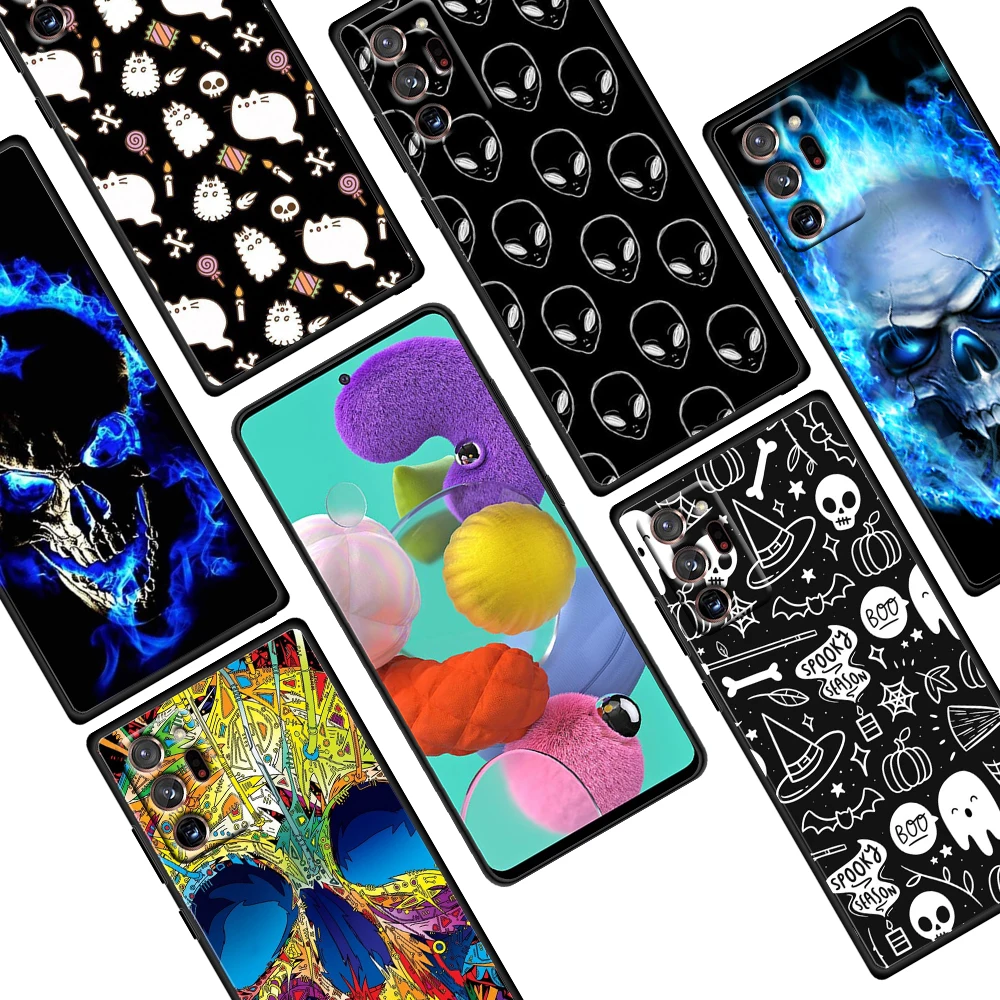 

Cool Punisher Skeleton Art For Samsung Galaxy Note 20 Ultra Plus 10 9 8 F52 M62 M60 M31 M02 Core Soft Black Phone Case