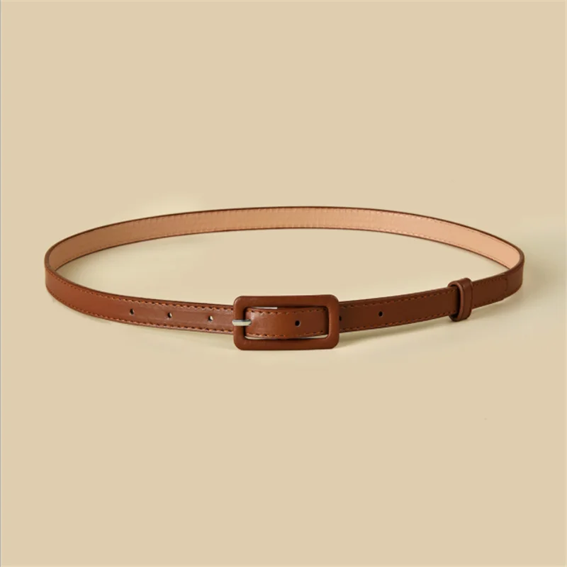 

Multi-color Lady's Slender Thin Belt Square Head Pin Buckle Women Waist Belt Elastic Waist Belt Candy Color Jeans Buckle Belt