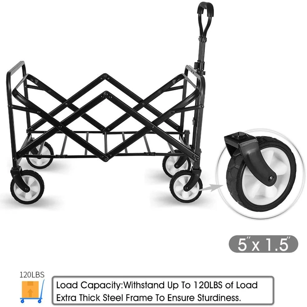 

B-LIFE Collapsible Folding Garden Outdoor Park Utility Wagon Picnic Camping Shopping Cart Baby Stroller Trolley