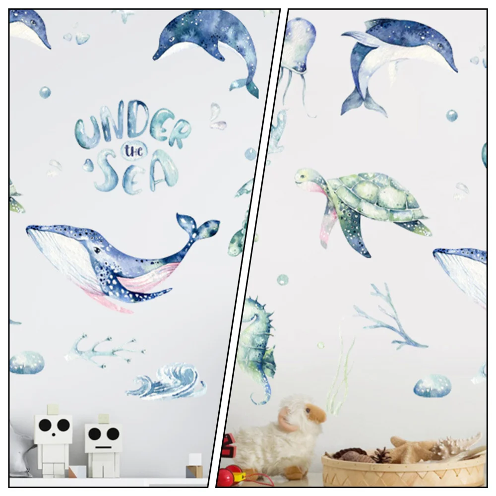 

1Pc Decorative Backdrop Decal Ocean Animal Bedroom Pasting Sticker for Kids Room