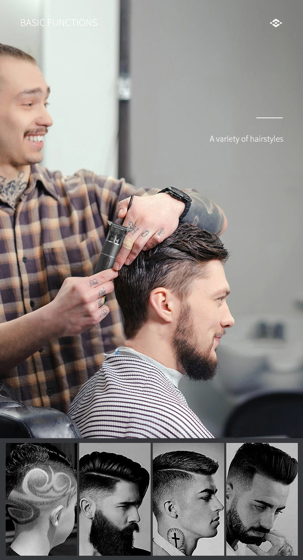 

Kemei KM-1943 Hair Trimmer Electric Clipper LED Display Mens Professional Barber Clipper Hair Cutter Machine Electric Trimmer