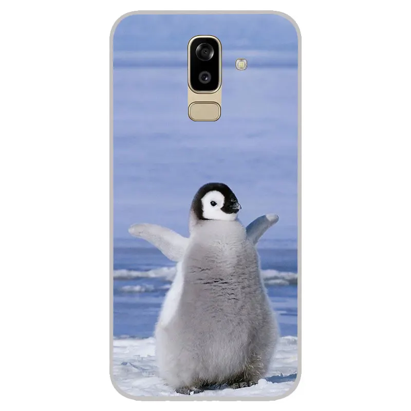 cute Penguin Matte Silicone Case For Samsung galaxy J2 pro J3 J4 J6 J7 J8 A5 A7 A9 A8 A6 Plus 2018 TPU Phone Cover |