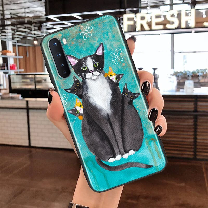 

Soft TPU Cover Milk Drink Bottle Cat for OnePlus Nord N100 N10 8T 8 7T 7 6T 6 5T Pro Black Phone Case