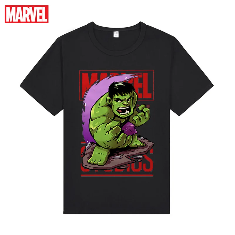

Disney Marvel Avengers Spider-Man Captain America print summer trend popular logo couple loose cotton short-sleeved T-shirt