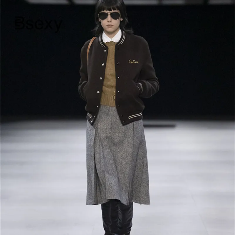 Элегантная подиумная Женская юбка 2019 модная Осенняя зимняя серая твидовая с