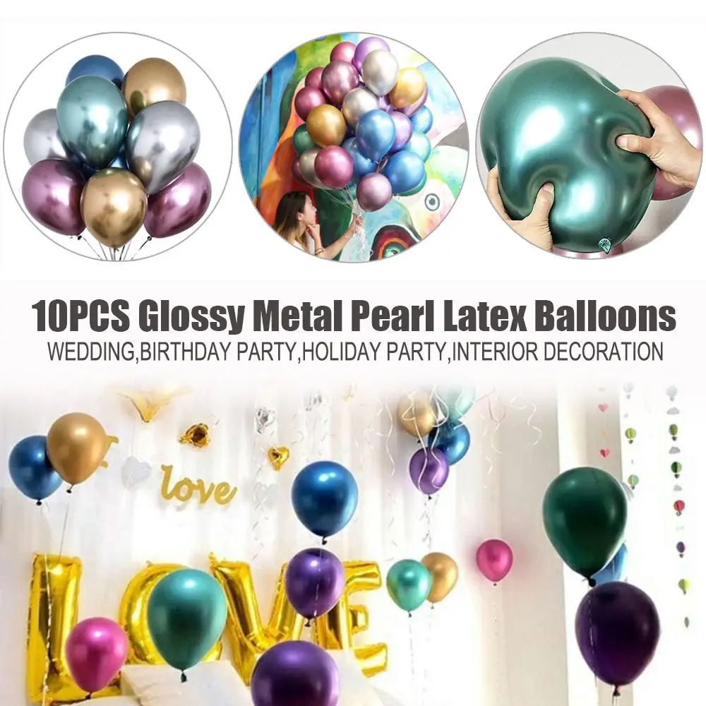 10 шт. 12 дюймов блестящие металлические жемчужные шары латексные толстые