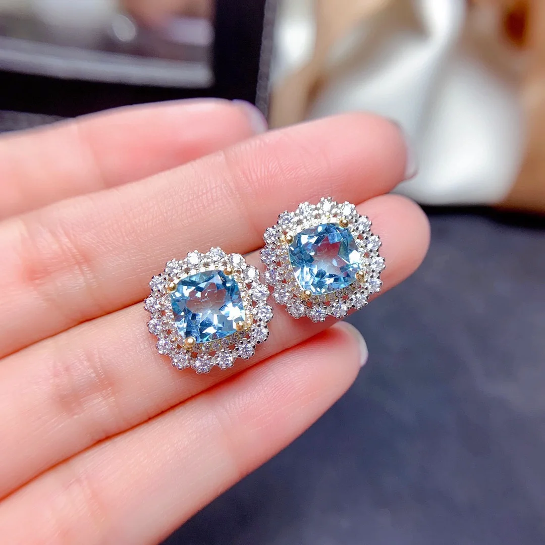

Luxury 925 Sterling silver Cute Solid fashion elegant women shiny Purple Magic crystal necklace earring ring Blue jewelry