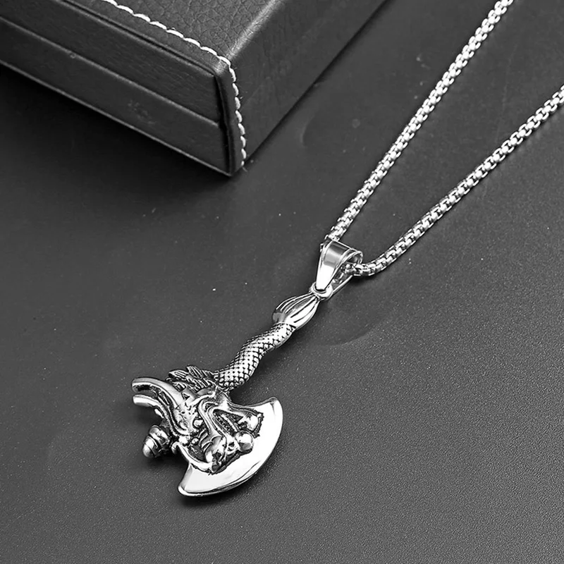 Ожерелье в стиле ретро мужской кулон с топором длинная цепочка из нержавеющей