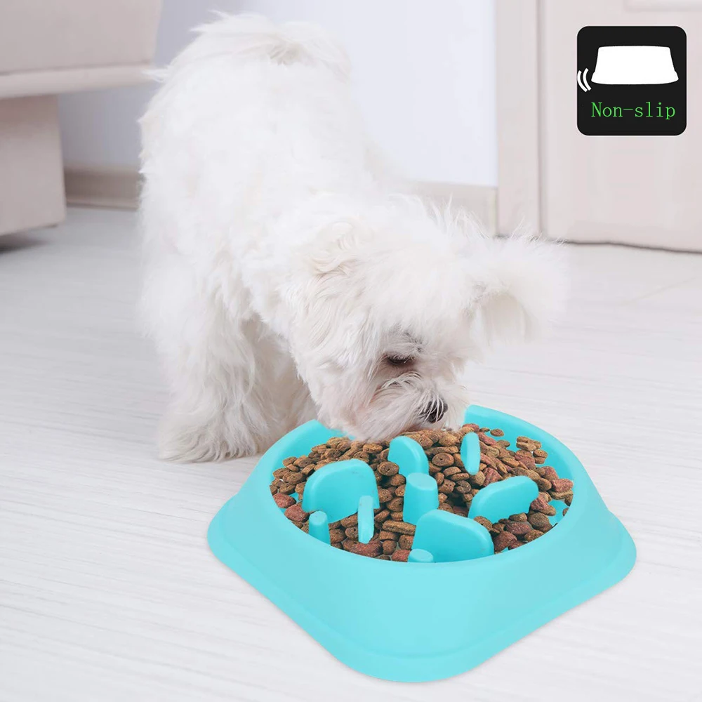 

Anti Choke Portable Pet Cat Dog Bowl Feeding Slow Down Eating Feeder Non-Slip Blue Small Plate For Cat Dog Accessories