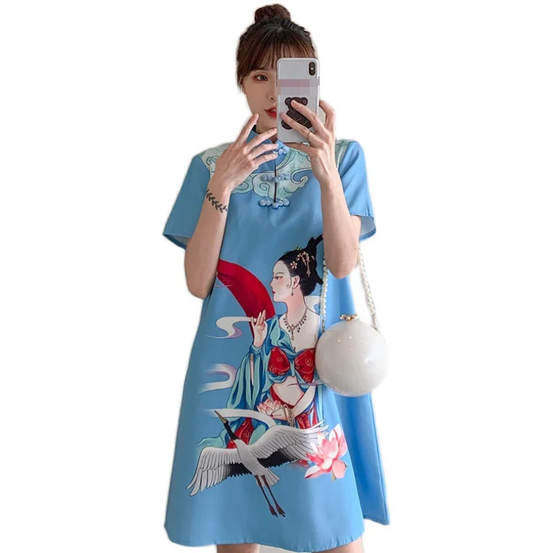 

Fat MM Size Modified Dress Spring and Summer New Daily Modern Fashion Young Short Cheongsam