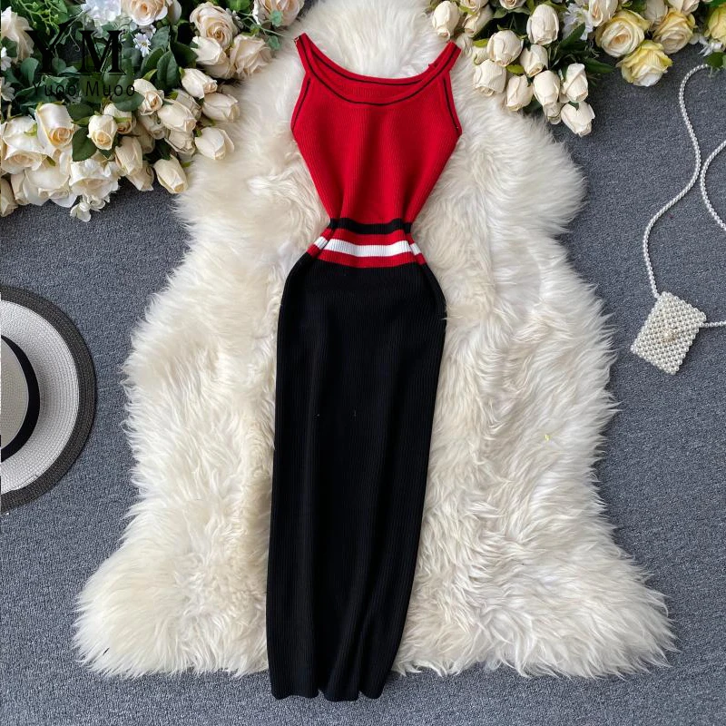 YuooMuoo сексуальное платье миди на тонких бретелях для женщин без рукавов Летнее