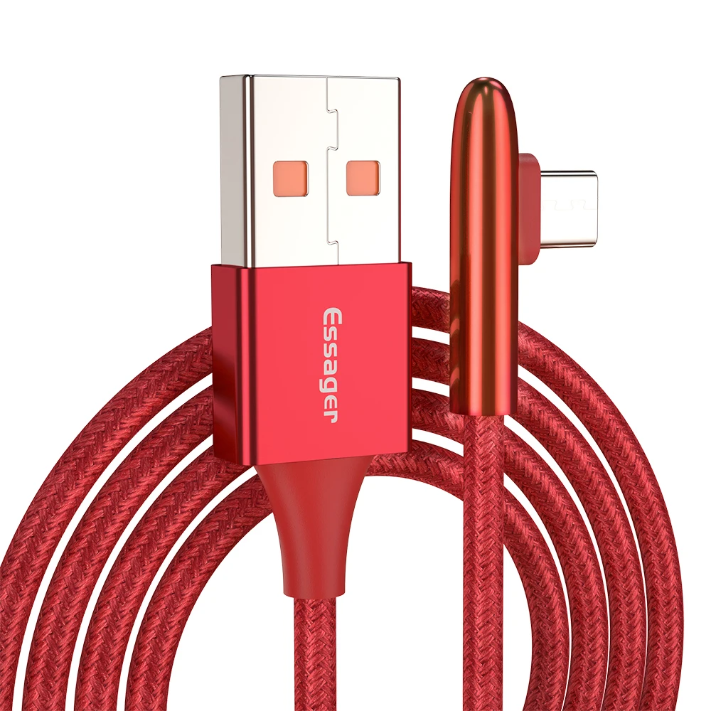 Красный Essager 90 градусов usb type C кабель для samsung S10 Xiaomi K20 Oneplus 7 Pro 6t 3A Быстрая зарядка USBC type-C шнур USB-C зарядное устройство - Цвет: Красный