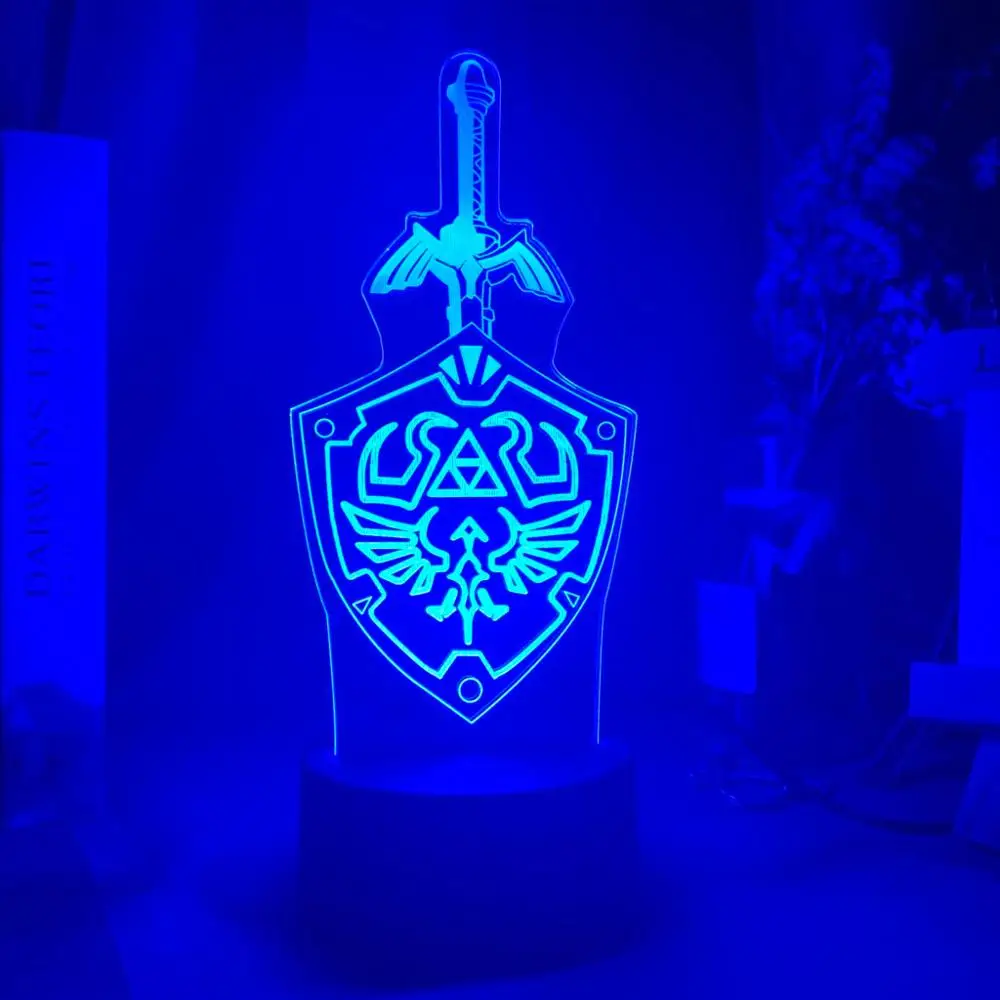 Игра Легенда о Зельде ссылка меч и щит знак СВЕТОДИОДНЫЙ Ночник светильник для