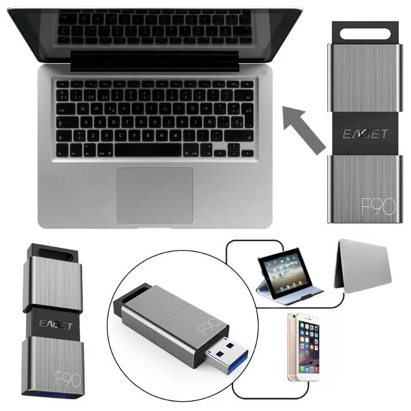 EAGET F90 Портативный бизнес металлический USB 3 0 U диск флэш накопитель 16 ГБ 32 64 Гб 128