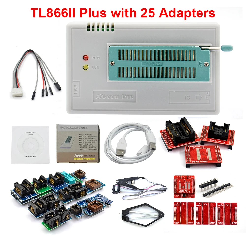 100% оригинальный новый V8.51 TL866II Plus Универсальный программатор Minipro + 28 адаптеров