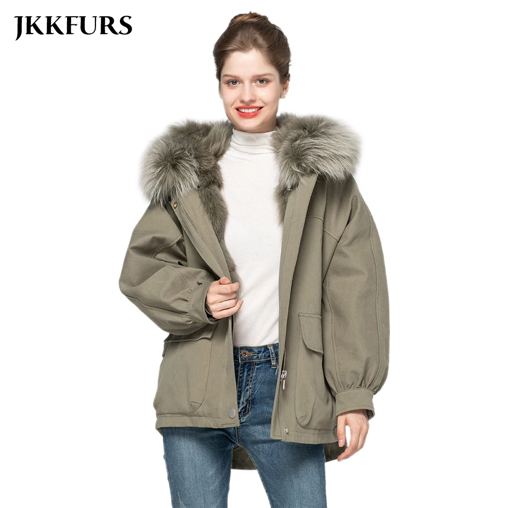 Женская парка на натуральном меху теплая Толстая куртка с подкладкой из