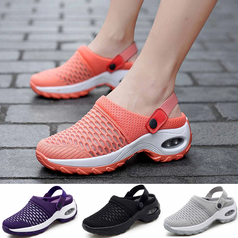Women Tennis Shoes Breathable Mesh 5cm Height-increasing Slip-on Air Cushion Slippers Outdoor Walking Jogging Woman Sneakers |