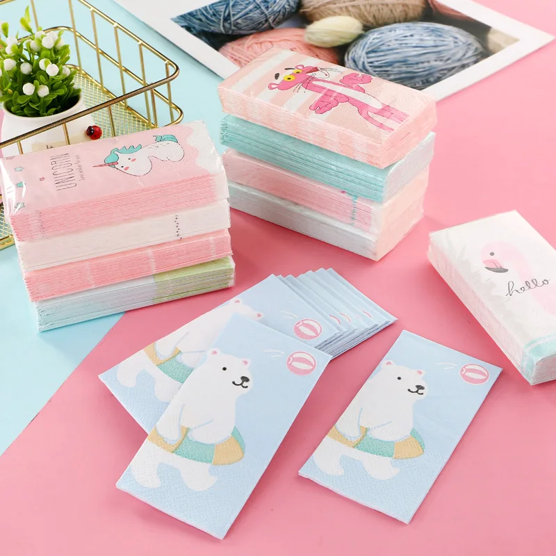 10 шт. Творческий мультфильм носовой платок с принтом Бумага Портативный Упаковка
