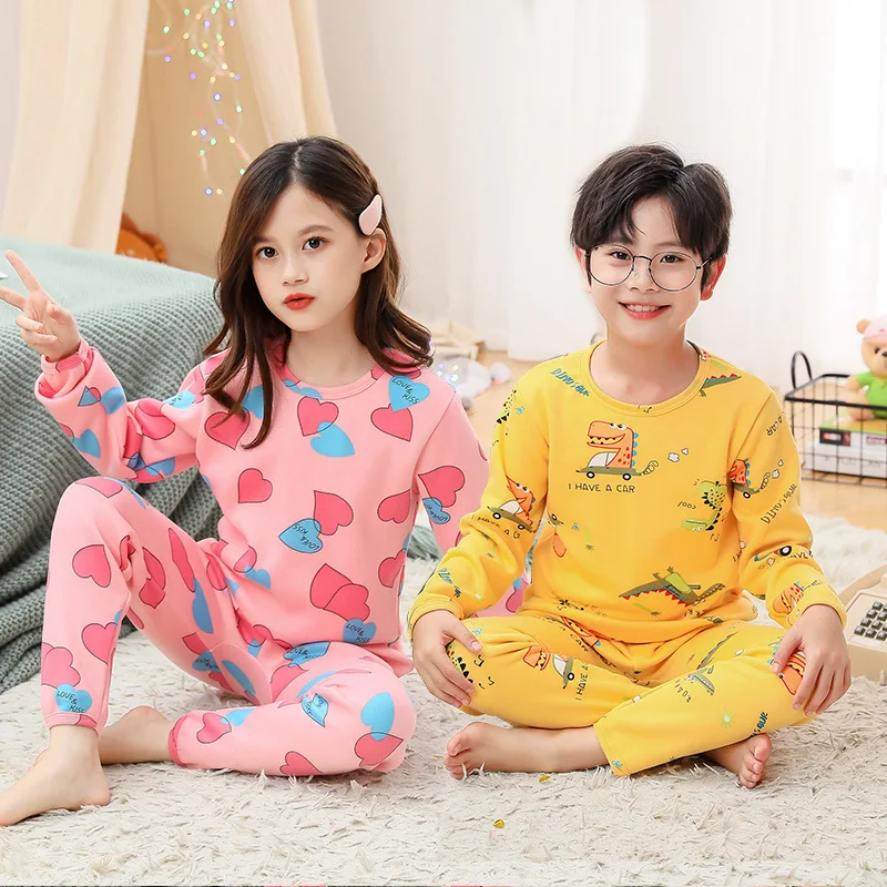 

New Children's Pajamas Winter Thick Kids Clothing Sets Cartoon Boys Pyjamas Sleepwear Teen Girls Pants Suit Baby Outfits Pijama