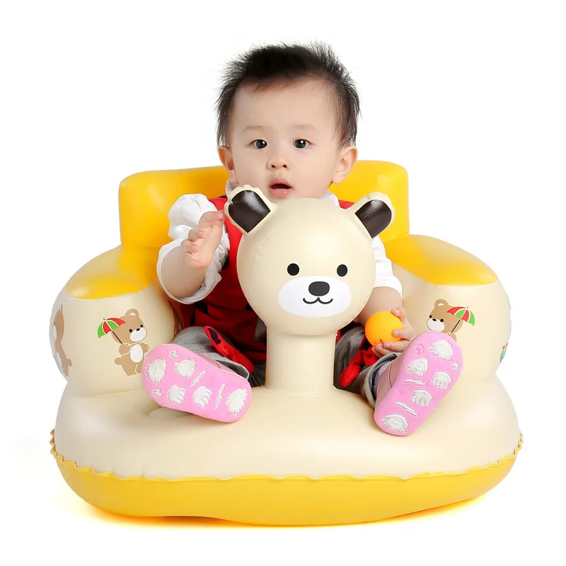

[Funny] Bear Inflatable Baby Chair Bath Room Stools Portable Children Seat Kids Feeding Learn To Sit Play water Games Bath Sofa