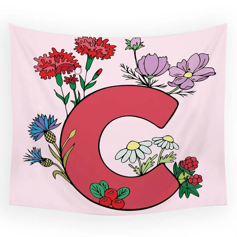 

Color Letter Tapestry Simple Colorful Flower Tapestries Kawaii Home Decor Wall Hanging Children's Room Livingroom Door Curtain