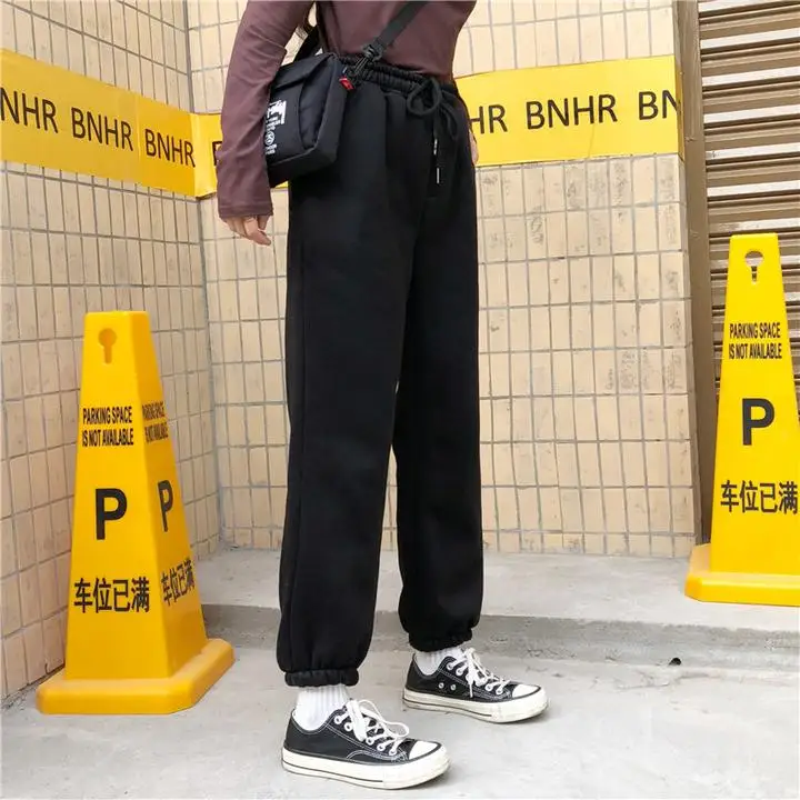 

2020 Fashion Fleece Casual Joggers Women Hip Hop High Waist Baggy Sweatpants Running Jogging Sport Pants Trousers Streetwear