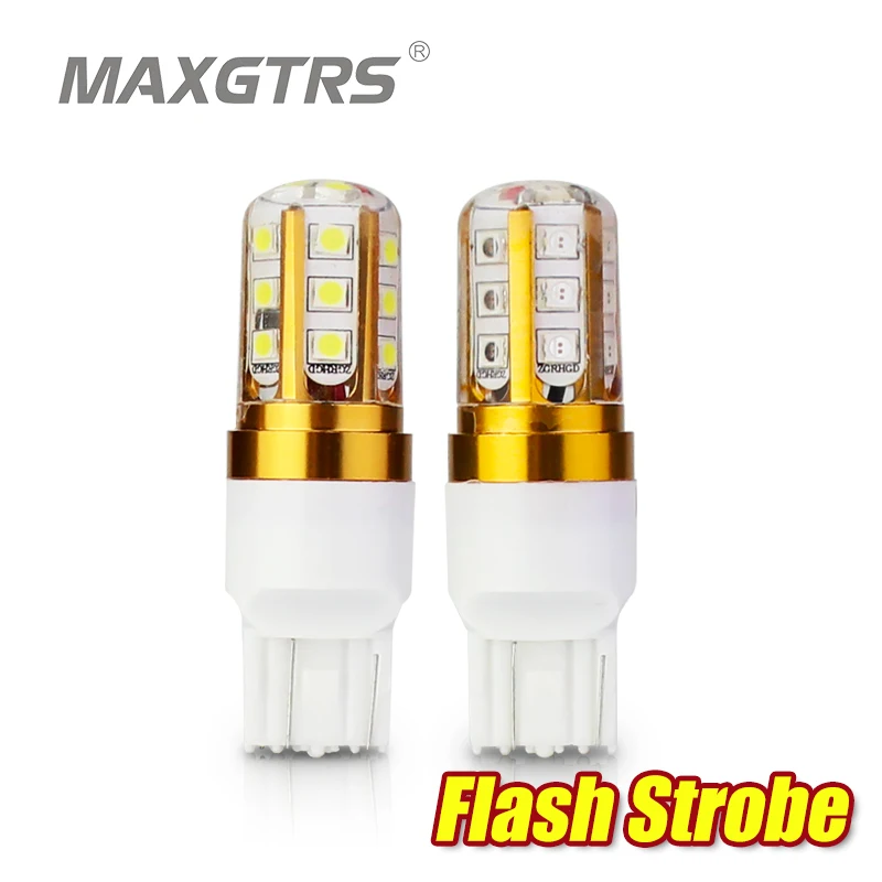 2x стробоскопическая вспышка Blink W21/5 W T20 7443 SMD 3030 светодиодный чип-лампа для автомобиля задний стоп резервный стоп-сигнал поворота стояночный задний сигнальный светильник белый красный