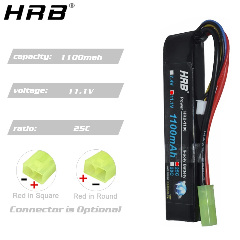 Аккумулятор HRB Akku mini airsoft 1100 мАч Lipo 3S 2S 7 4 В 11 1 25C разъем Tamiya для пневматического
