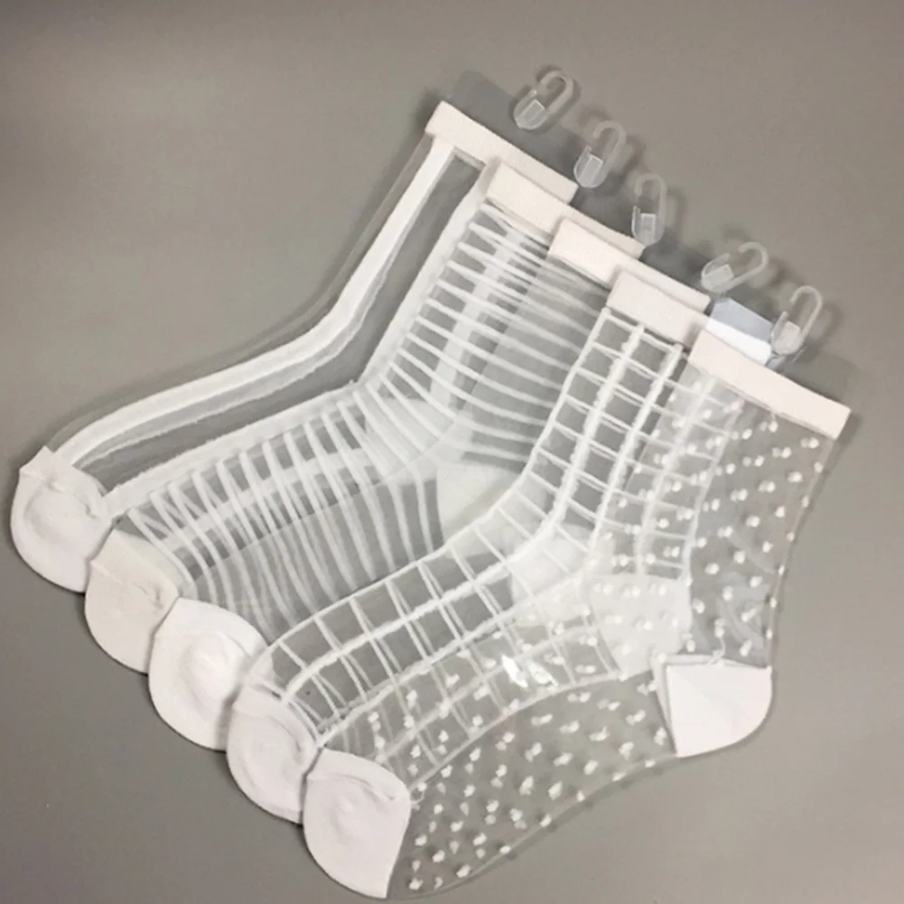 Летние кружевные шелковые женские носки короткие сетчатые по щиколотку