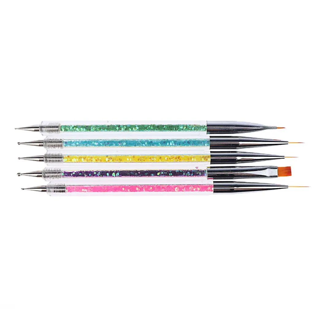 

5pc Nail Art Two Heads Brush Pen UV Gel Polish Dotting Drawing