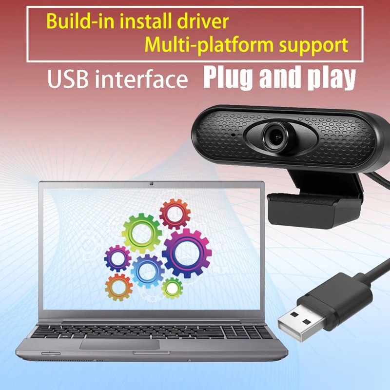 

USB Camera 1080P HD Live Computer Camera Wide Field of View, Driver Free and Microphone Webcam