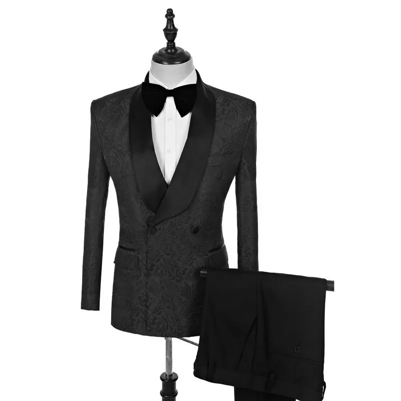 

Handsome Embossing Groomsmen Shawl Lapel Groom Tuxedos Men Suits Wedding/Prom Best Man Blazer ( Jacket+Pants+Tie) B512