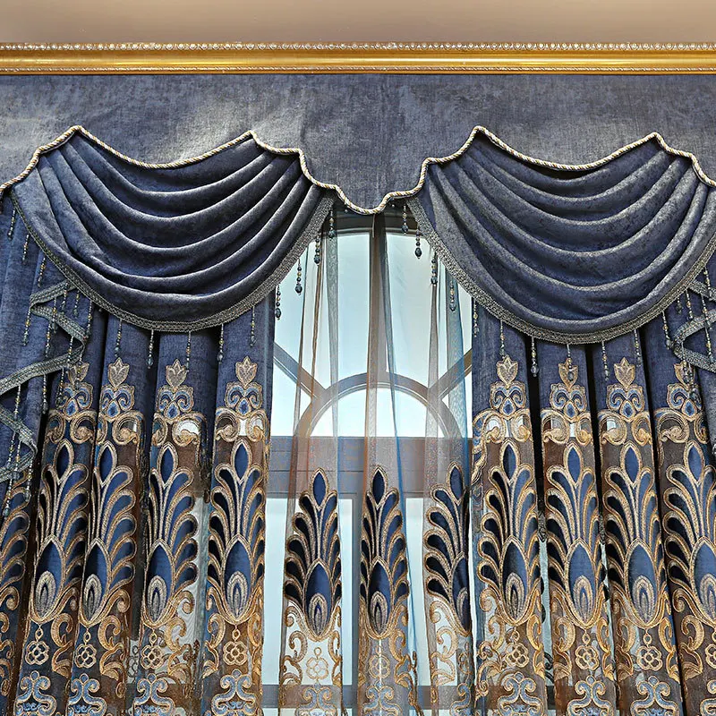 Роскошные занавески в комплекте жаккардовые тюлевые коричневые для гостиной