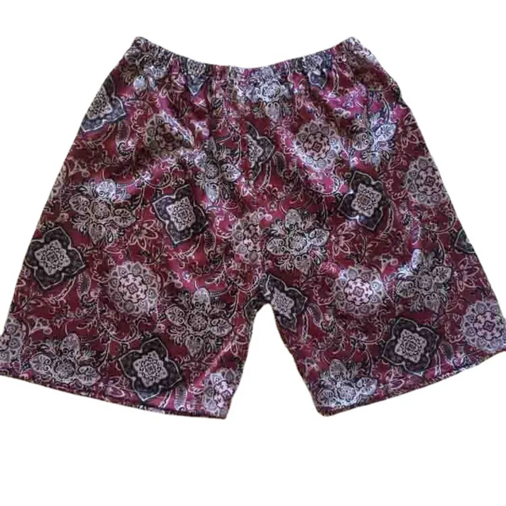 

Men Silk Pajama Shorts Loose Boxers Sleepwear For Male Breathable Homewear Robes Shorts Man Nightwear Print Satin Sleep Bottoms