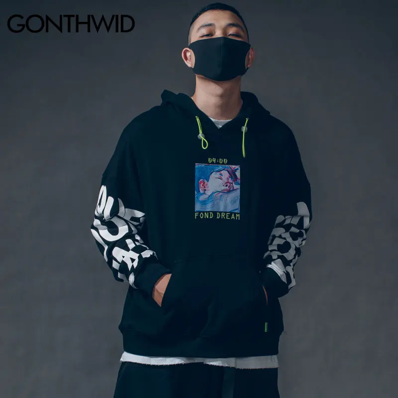 GONTHWID Fond Dream граффити графический принт мужские свитера и толстовки Harajuku Хип Хоп