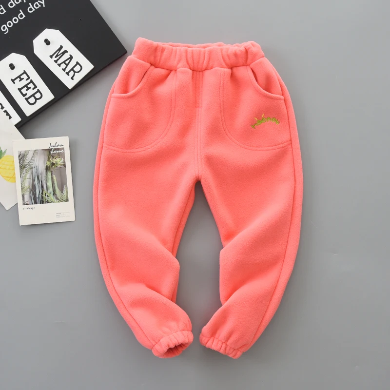 Зимние штаны для девочек однотонные плотные мягкие теплые флисовые длинные