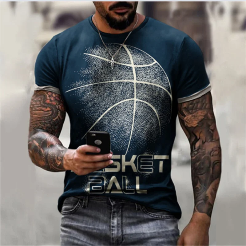 

Camiseta de los hombres camiseta de la impresión 3d de la calle de la moda de gran tamaño con cuello redondo top casual