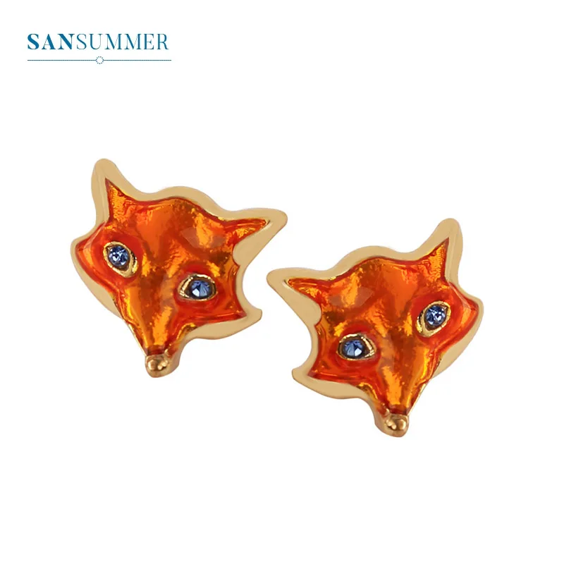 Sansummer новая горячая мода Милая лиса, животное Личность Простой и универсальный Шарм изысканная, с эмалью серьги для женщин ювелирные изделия - Окраска металла: 5181