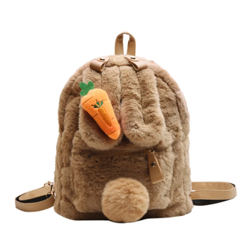 

Мини-рюкзак с милыми кроличьими ушками из искусственного меха, женские дорожные сумки на плечо, модный плюшевый рюкзак, рюкзак, школьная сум...