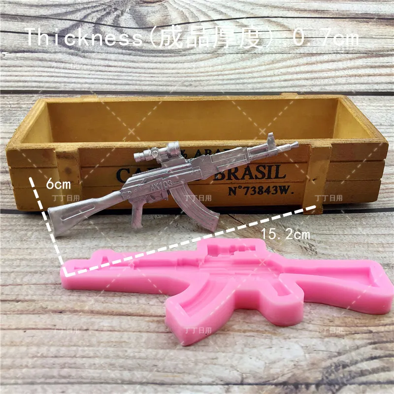 DIY пистолет АК пистолет форма помадка мыло 3D торт Силиконовая Форма Кекс желе конфеты шоколадное украшение выпечки инструмент формы - Цвет: No.2 AK
